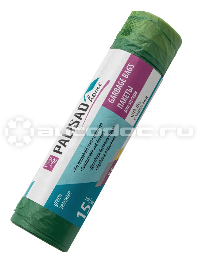 PALISAD 927175 Пакеты для мусора с завязками 35 л x 15 шт. зеленые, Home