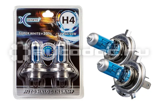 XENITE Лампы галогенные H4 (SUPER WHITE+30%)