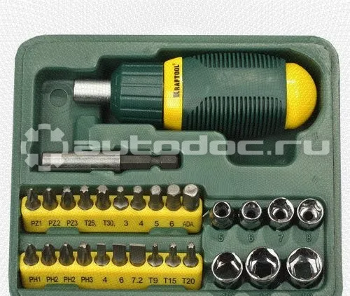 KRAFTOOL 25556-H29 Отвертка реверсивная с битами