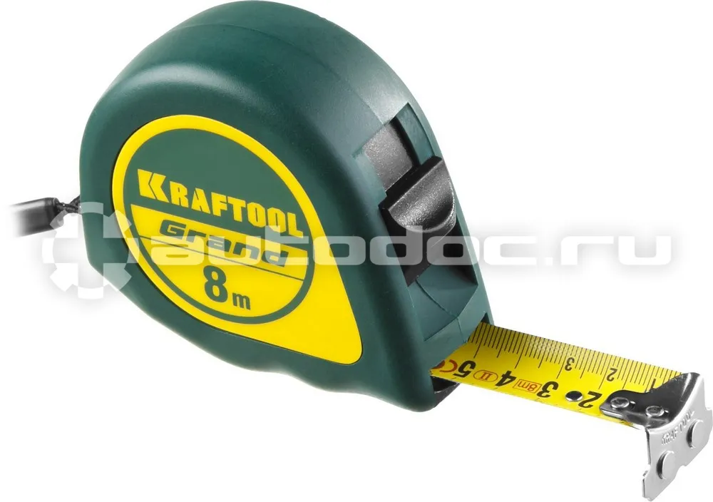 KRAFTOOL Grand 8м  |  25мм рулетка с ударостойким корпусом (ABS) и противоскользящим покрытием