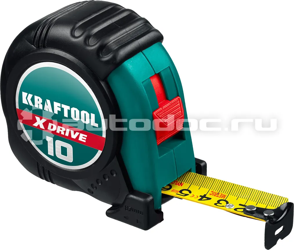 KRAFTOOL X-Drive Рулетка с ударостойким обрезиненным корпусом 10м  |  25мм