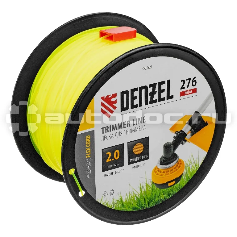 DENZEL Леска для триммера круглая, 2,0мм х 276м, на DIN катушке FLEX CORD
