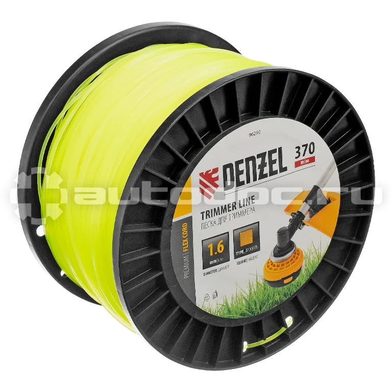 DENZEL Леска для триммера квадрат 1,6мм х 370м, на DIN катушке FLEX CORD