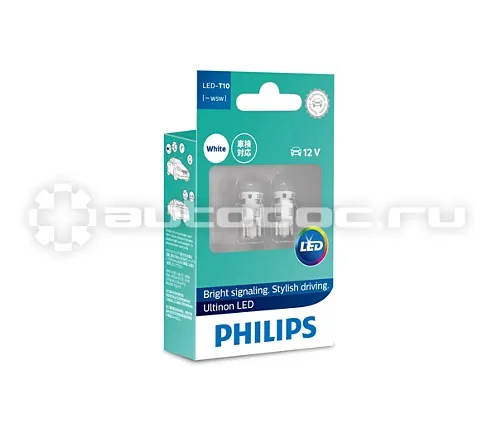 PHILIPS Лампы светодиодные W5W 12V-1W (W2,1x9,5d) LED 6000K