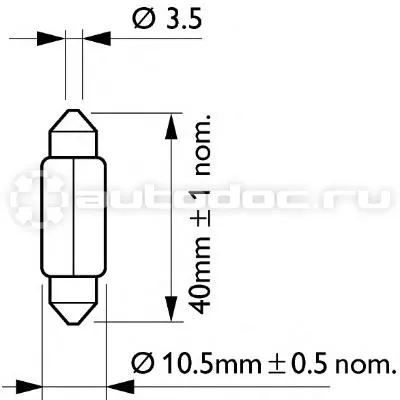 PHILIPS Лампа накаливания T10.5x43 24V-10W (SV8,5)