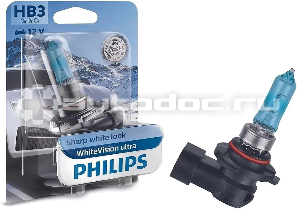 PHILIPS Лампа галогеновая HB3 WhiteVision ultra