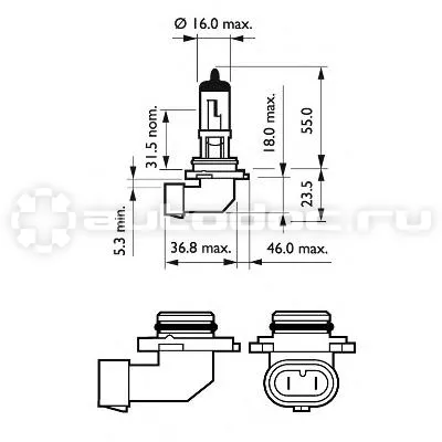 PHILIPS Лампа галогенная H10 12V-45W (PY20d)