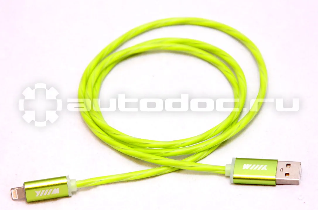 WIIIX Кабель-переходник светящийся USB-8pin зеленый