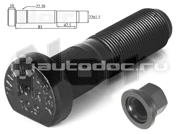 NOIR Шпилька колеса с гайкой M22X1,5X83