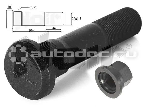 NOIR Шпилька заднего колеса с гайкой  M22X1,5X104