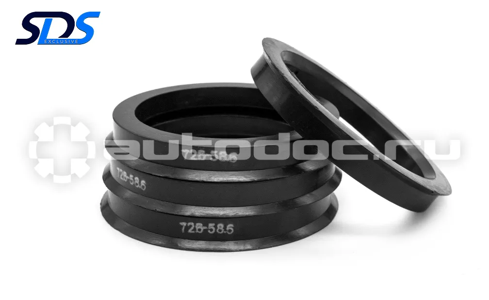 SDS EXCLUSIVE Кольца центровочные 72,6х58,6 BLACK 4 шт высококачественный пластик