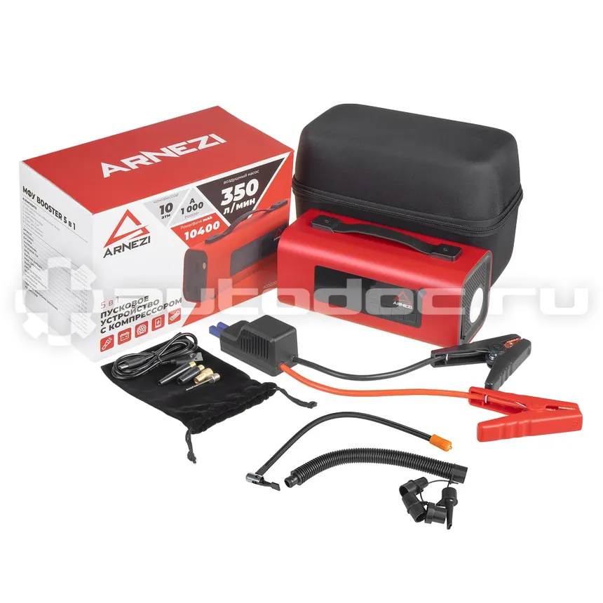 ARNEZI Пусковое устройство с компрессором 10 атм 22л/мин, бустер 1000А (10400mah)