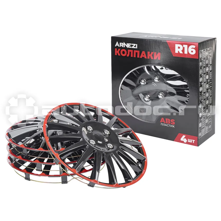 ARNEZI Колпаки R16 Orion 4шт (черно-красные) ABS-пластик