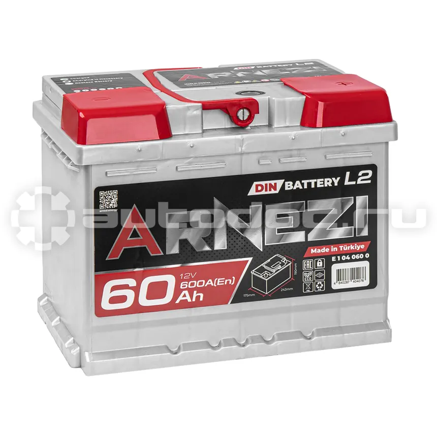 ARNEZI Аккумулятор DIN SMF 60 А/ч обратный R+ 242x175x190 L2 EN 600 А