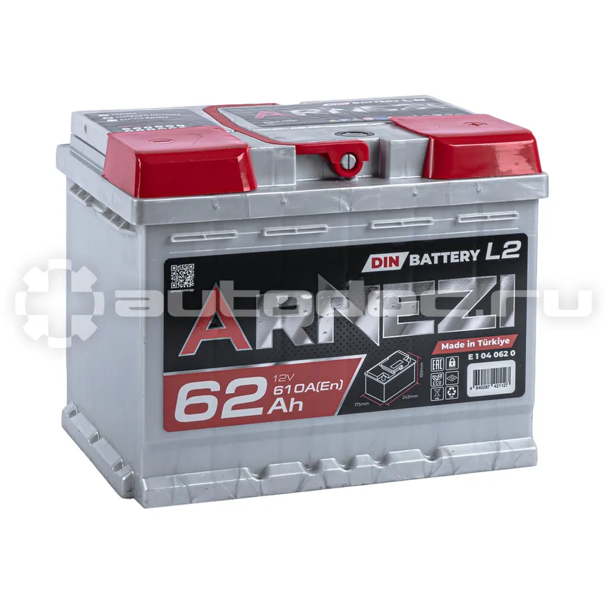 ARNEZI Аккумулятор DIN SMF 62 А/ч обратный R+ 242x175x190 L2 EN 610 А