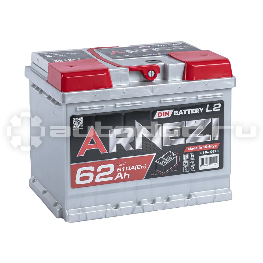 ARNEZI Аккумулятор DIN SMF 62 А/ч прямой L+ 242x175x190 L2 EN 610 А