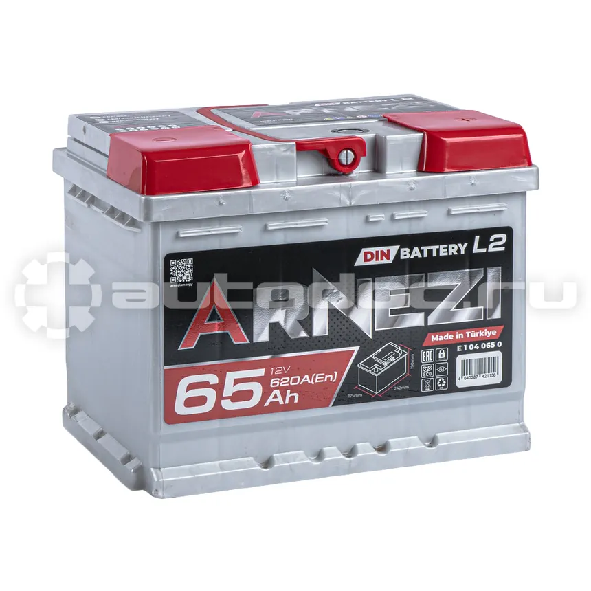 ARNEZI Аккумулятор DIN SMF 65 А/ч обратный R+ 242x175x190 L2 EN 620 А