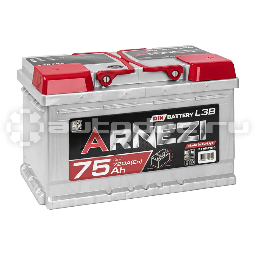 ARNEZI Аккумулятор DIN SMF 75 А/ч обратный R+ 278x175x175 L3B EN 720 А