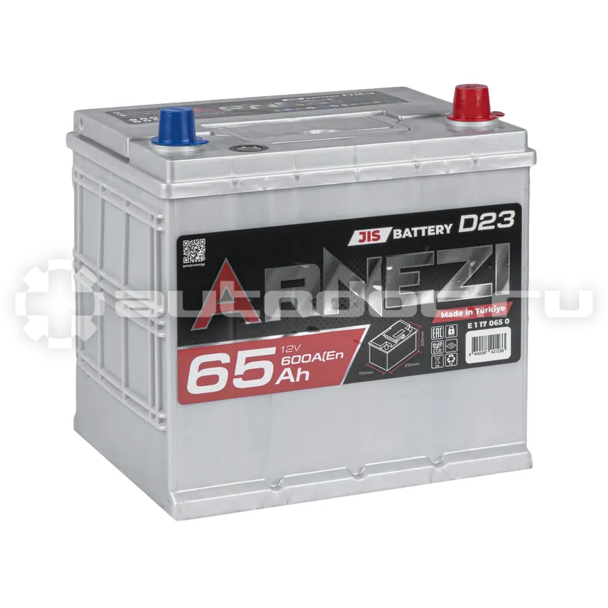 ARNEZI Аккумулятор JIS SMF 65 А/ч обратный R+ 230x172x225 D23 EN 600 А