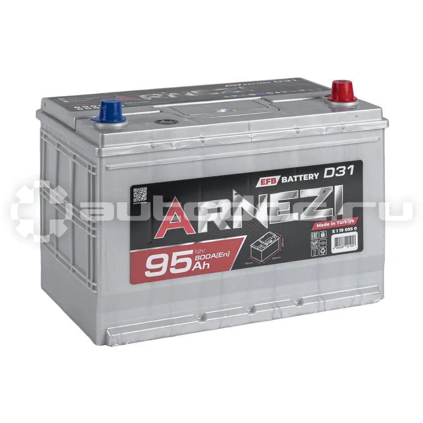 ARNEZI Аккумулятор JIS SMF 95 А/ч обратный R+ 306x176x225 D31 EN 800 А