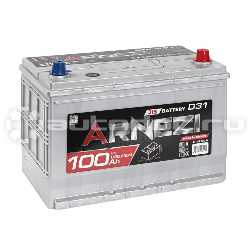 ARNEZI Аккумулятор JIS SMF 100 А/ч обратный R+ 306x176x225 D31 EN 820 А