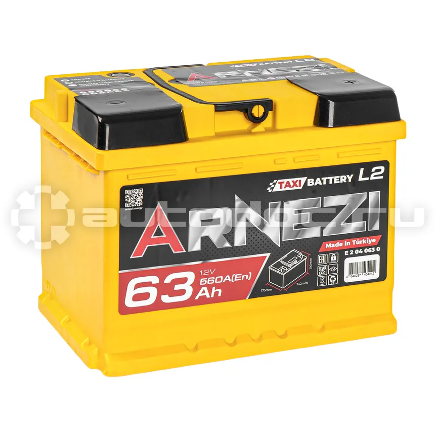 ARNEZI Аккумулятор TAXI SMF 63 А/ч обратный R+ 242x175x190 L2 EN 560 А
