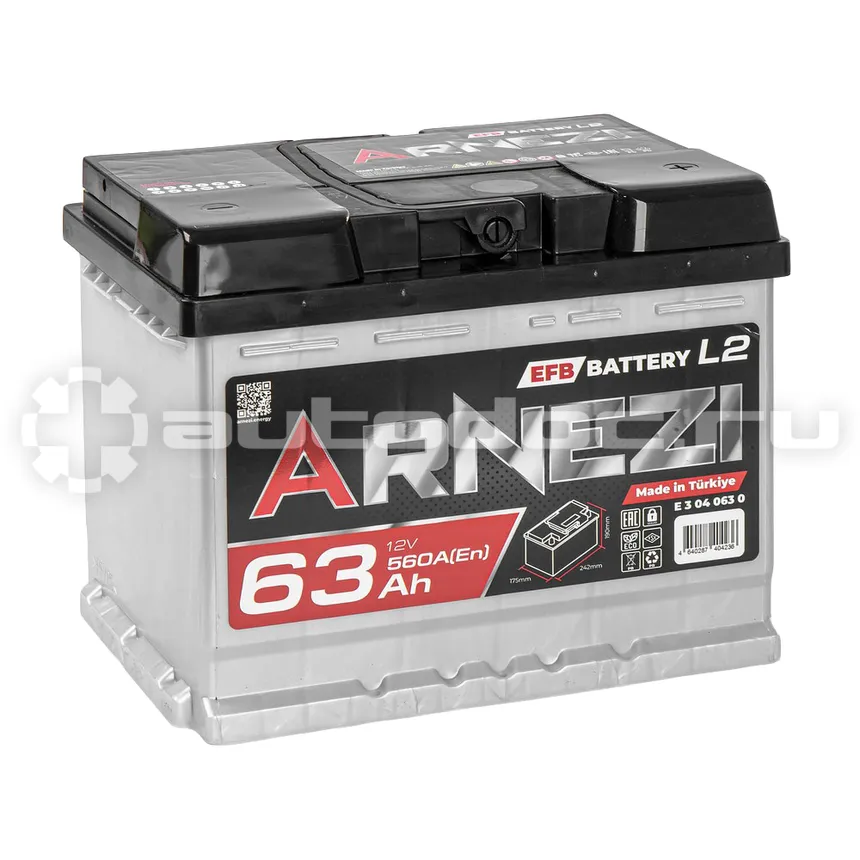 ARNEZI Аккумулятор EFB Start-stop 63 А/ч обратный R+ 242x175x190 L2 EN 560 А