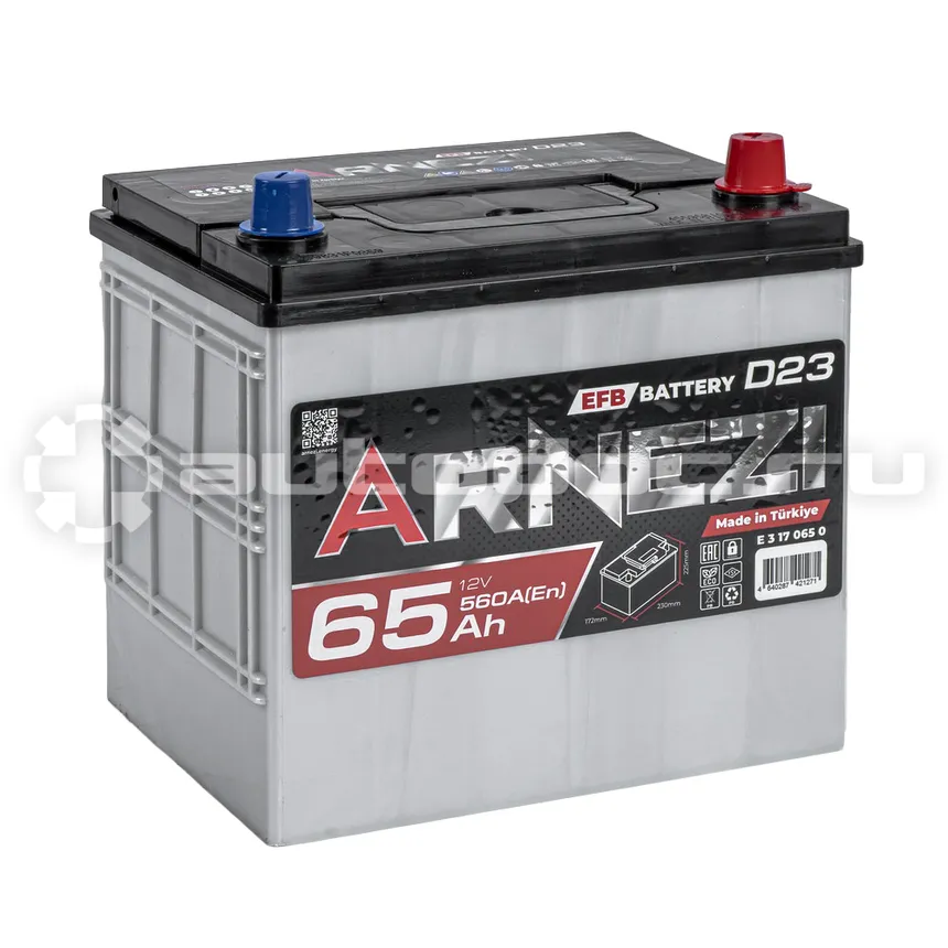 ARNEZI Аккумулятор EFB Start-stop 65 А/ч обратный R+ 230x172x225 D23 EN 560 А