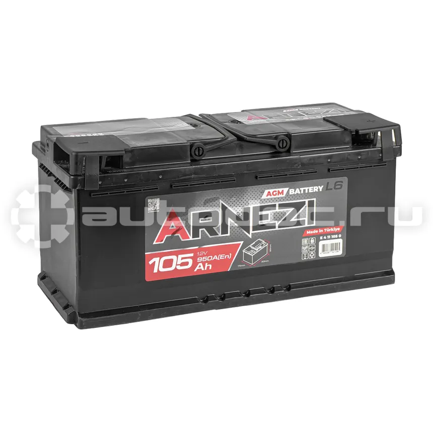 ARNEZI Аккумулятор AGM Start-stop 105 А/ч обратный R+ 390x175x190 L6 EN 950 А