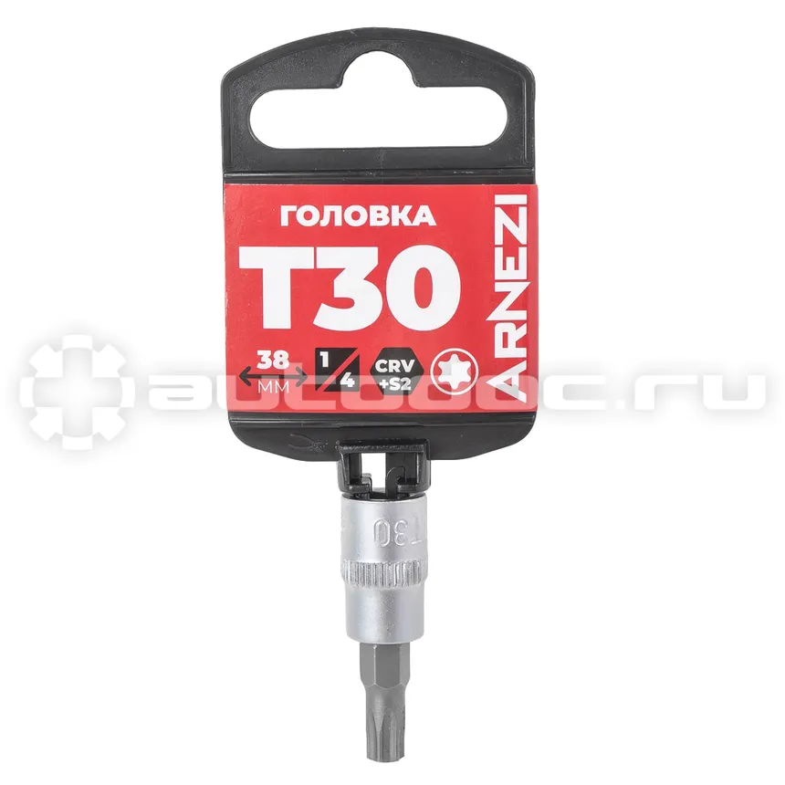ARNEZI Головка 1/4" со вставкой TORX Security T30 L=38, на холдере R0004630