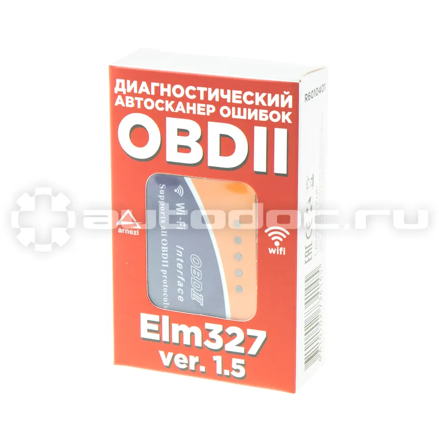 ARNEZI Автомобильный диагностический сканер OBDII, ELM 327 WiFi, V1.5