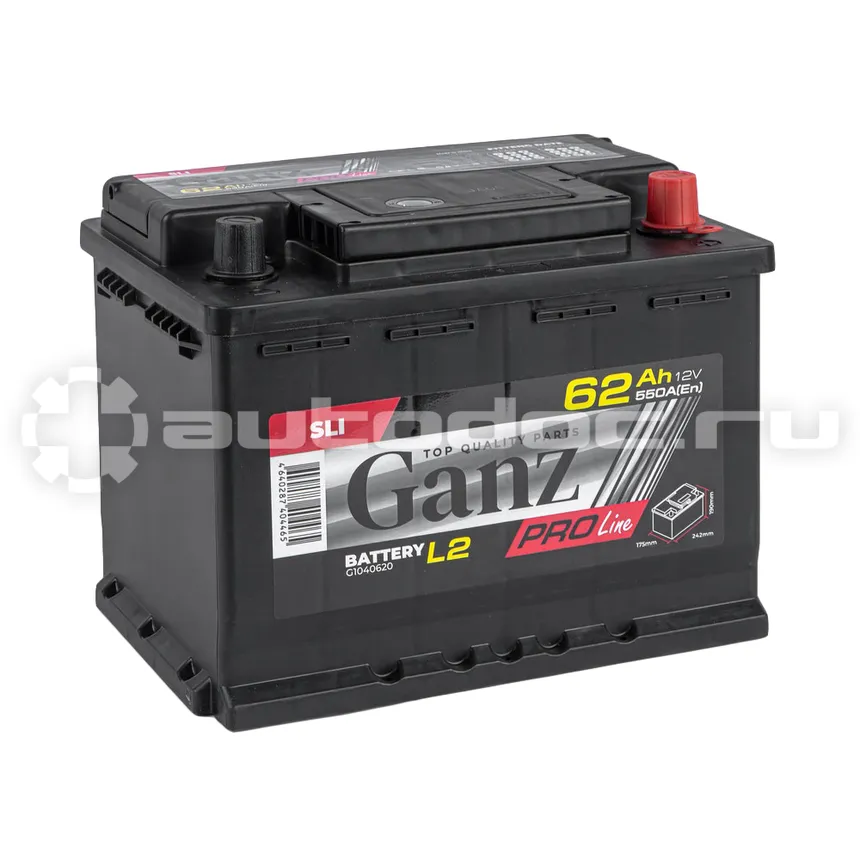 GANZ Аккумулятор PRO-Line DIN 62 А/ч обратный R+ 242x175x190 L2 EN 550 А