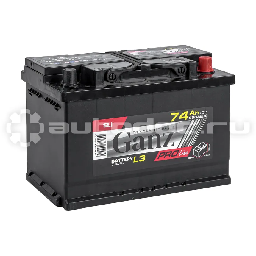 GANZ Аккумулятор PRO-Line DIN 74 А/ч обратный R+ 276x175x190 L3 EN 690 А