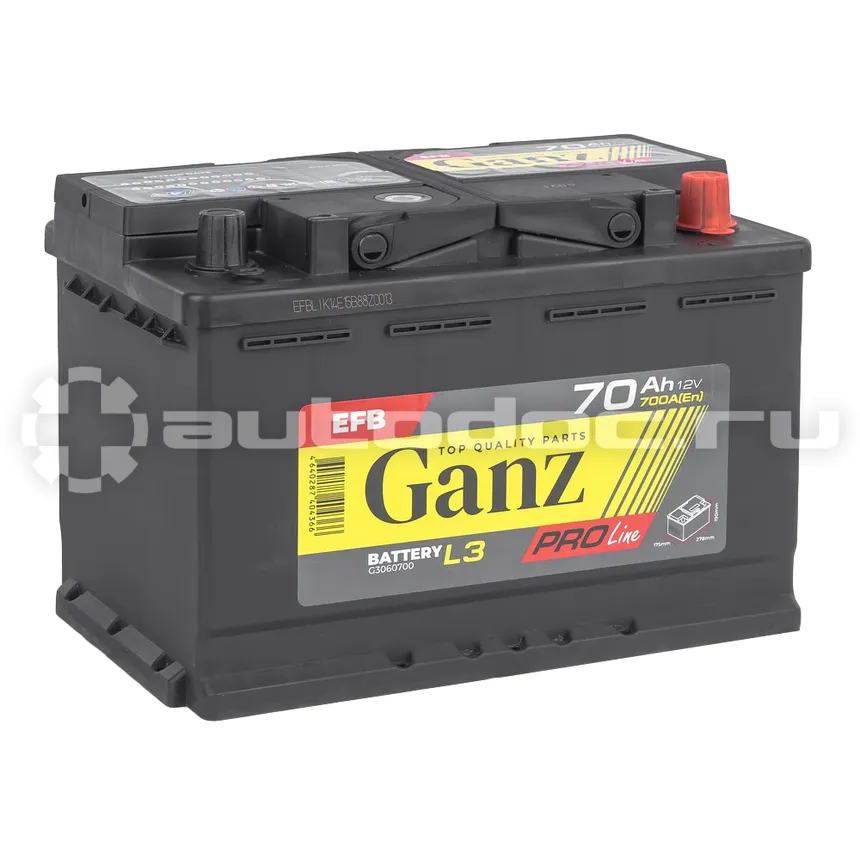 GANZ Аккумулятор PRO-Line EFB 70 А/ч обратный R+ 278x175x190 L3 EN 700 А