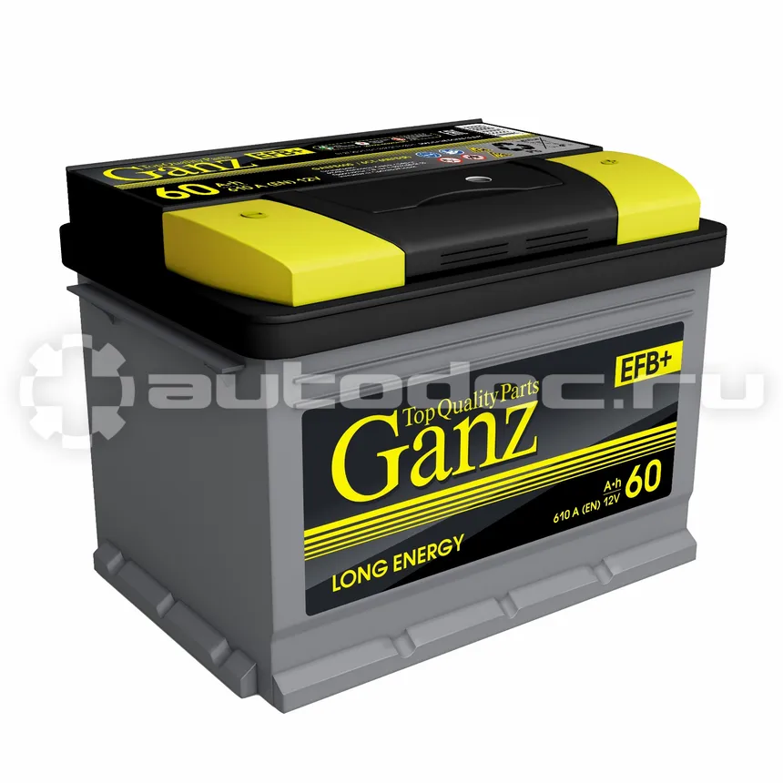 GANZ Аккумулятор EFB 60 А/ч обратный R+ 242x175x190 L2 EN 610 А