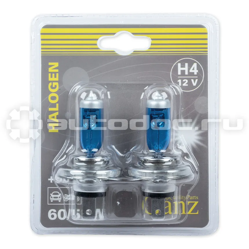 GANZ Лампа 12V H4 60/55W +50% P43t 5000К  2 шт. блистер GIP06053