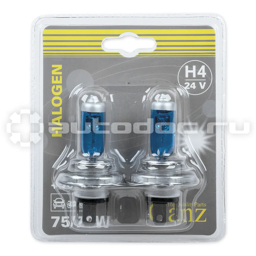 GANZ Лампа 24V H4 75/70W +50% P43t 5000К  2 шт. блистер GIP06055