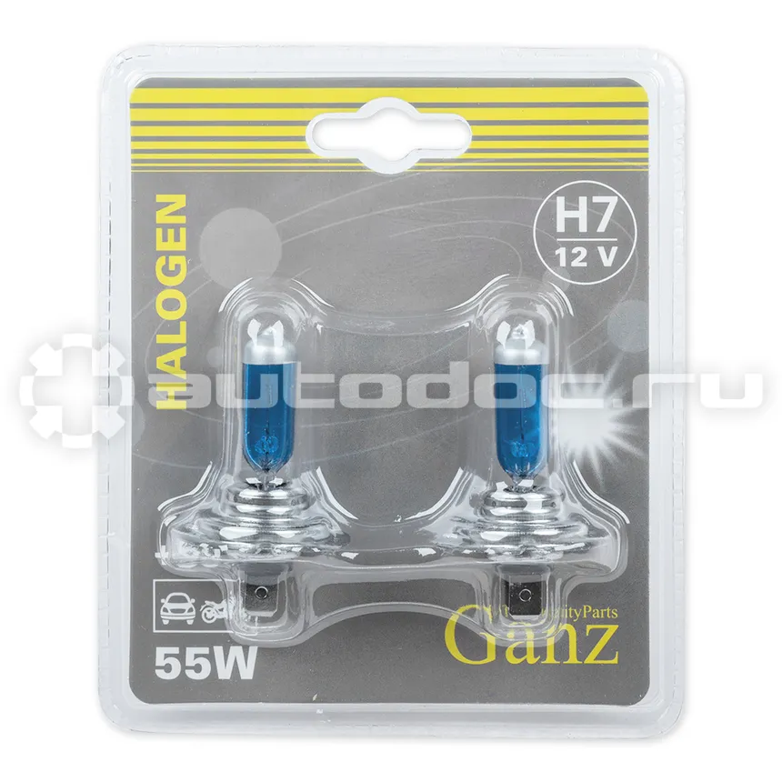 GANZ Лампа 12V H7 55W +50% PX26d 5000К  2 шт. блистер GIP06056