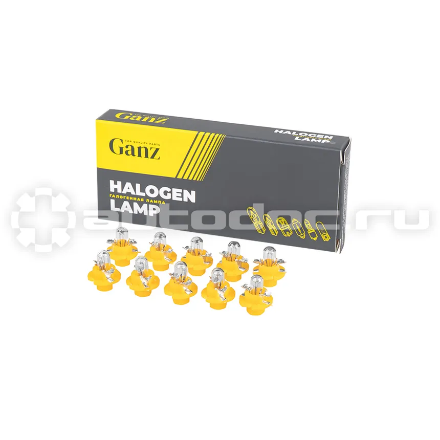 GANZ Лампа 12V T4.7W 1.5W BX8,4d  10 шт. BOX (10 шт. цена за 1 шт.) GIP06342