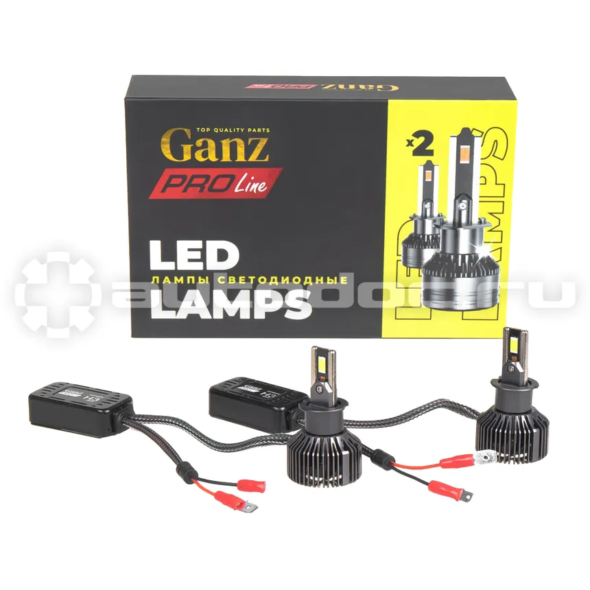 GANZ Лампа светодиодная 12/24V H3 55W 4000lm 6000K (LED)  PRO-Line 2 шт. DUOBOX IP68 GIP06358