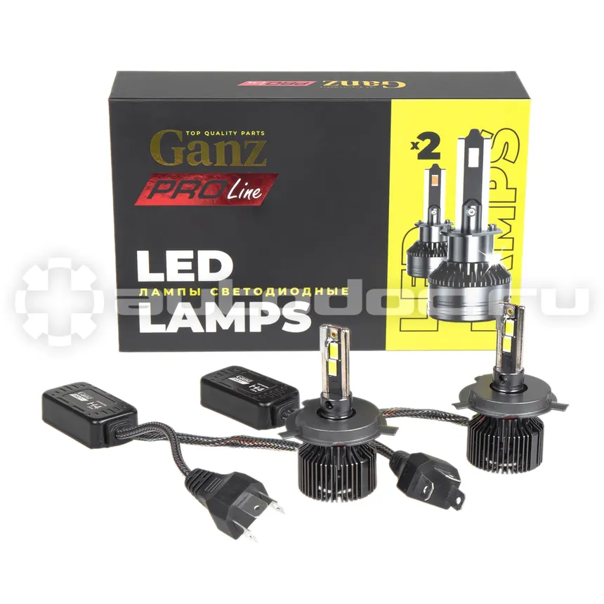 GANZ Лампа светодиодная 12/24V H4/H19 55W 4000lm 6000K (LED)  PRO-Line 2 шт. DUOBOX IP68 GIP06359
