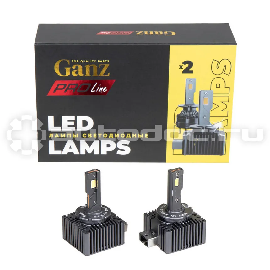 GANZ Лампа светодиодная 12/24V D1S/D1R 36W 3000lm 6000K (LED)  PRO-Line 2 шт. DUOBOX IP68 GIP06366
