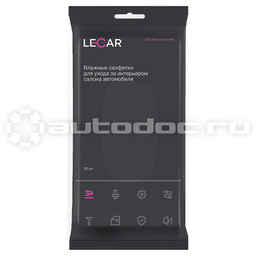 LECAR Салфетки влажные для ухода за интерьером салона автомобиля (упаковка 30шт.)