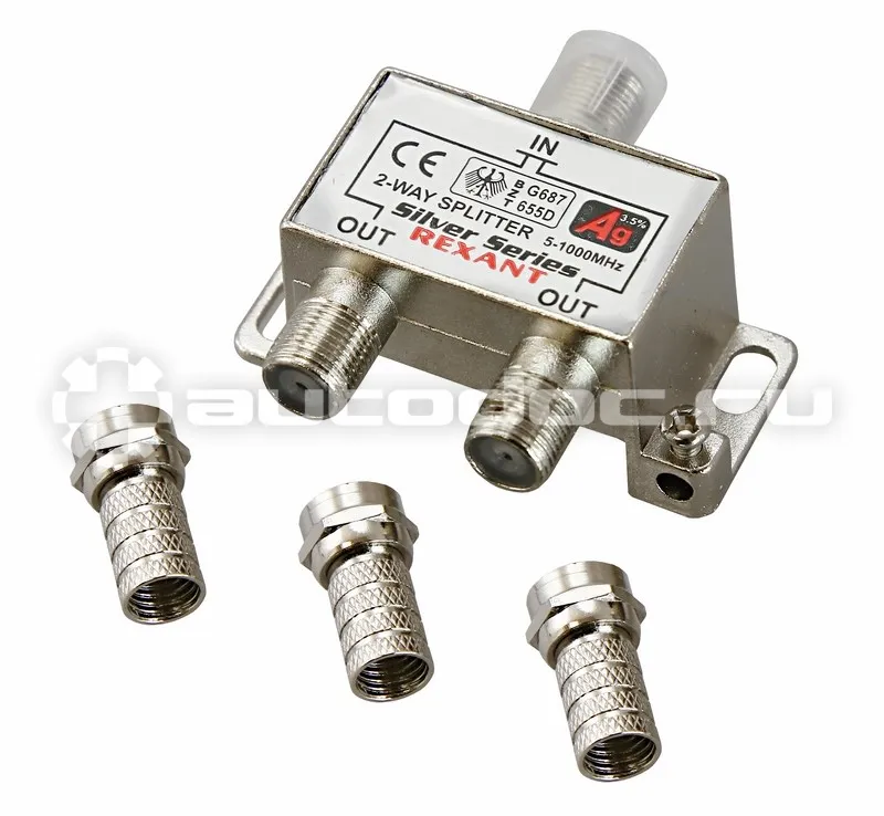 REXANT Делитель ТВ "краб" х2+3шт.F "BOX" 5-1000 МГц "Silver"