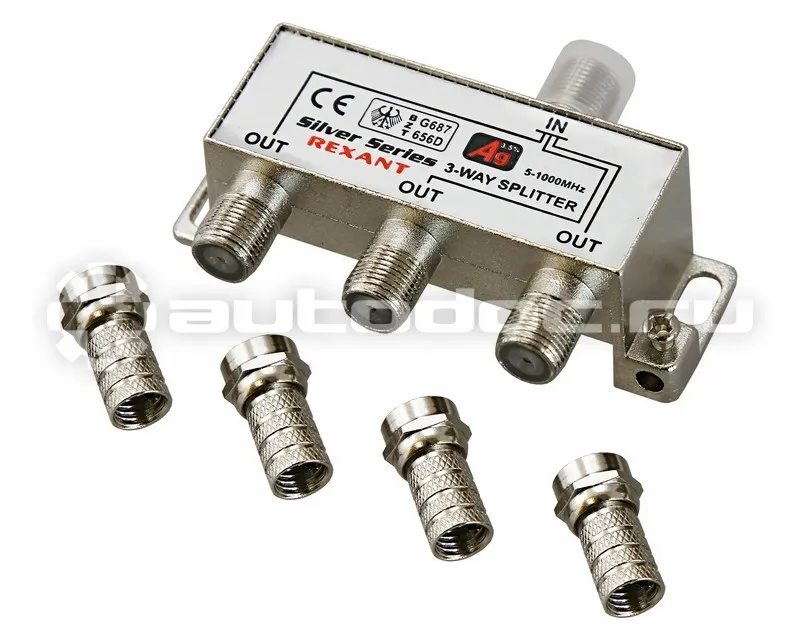 REXANT Делитель ТВ "краб" х3+4шт.F "BOX" 5-1000 МГц "Silver"