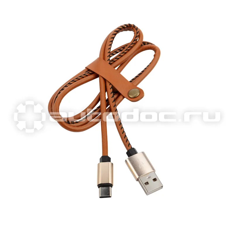 REXANT Кабель USB-Type-C  2 A 1 м коричневая кожаная оплетка