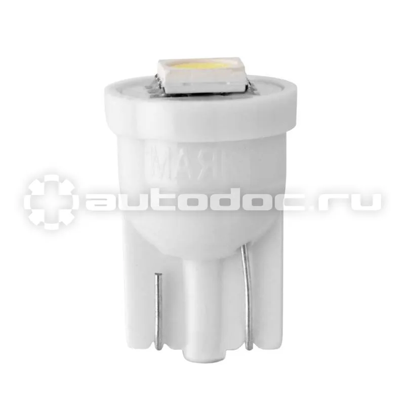 Лампа светодиод T10 12V 1 SMD 5050 бел повтор габарит б/цок (МАЯК)