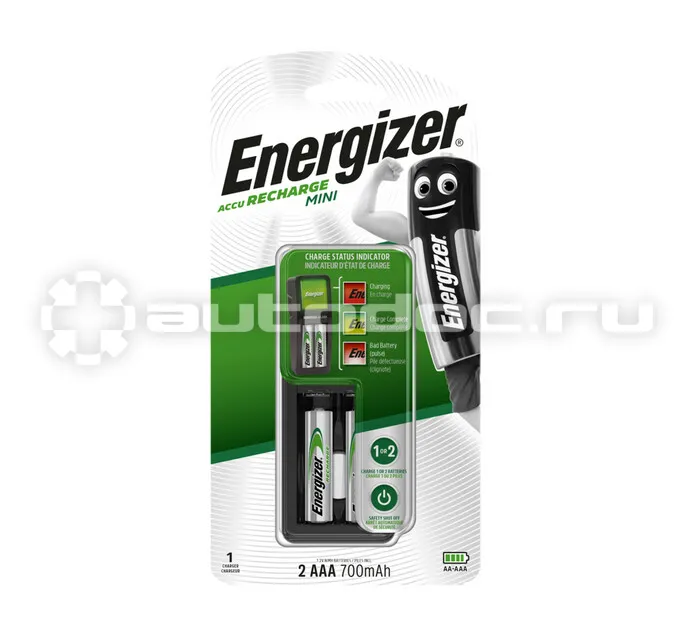 ENERGIZER Устройство зарядное Charger Mini EU (с таймером отключения) + 2 аккум. AAA 700mAh