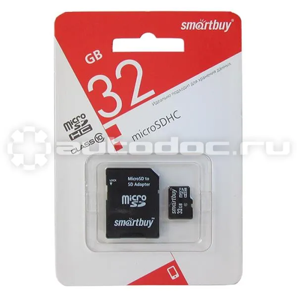 SMARTBUY Карта памяти MicroSD 32GB Сlass 10 UHS-I + SD адаптер