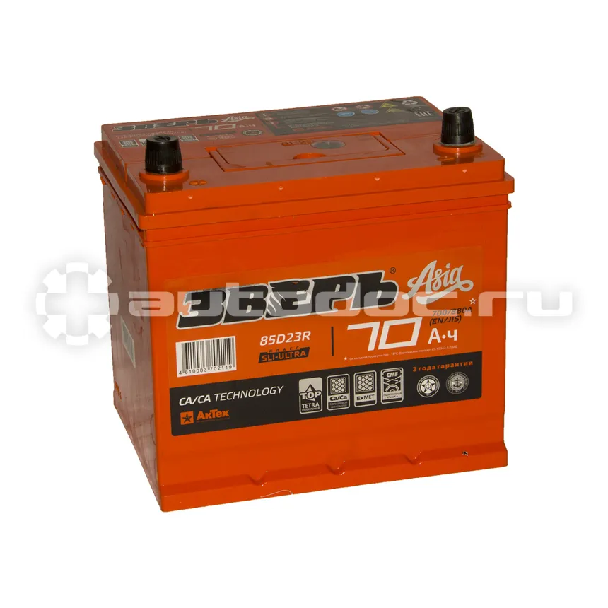 ЗВЕРЬ Аккумулятор Азия 70 А | ч 700A (232х175х225) 6СТ-70VLЗ | 85D23R